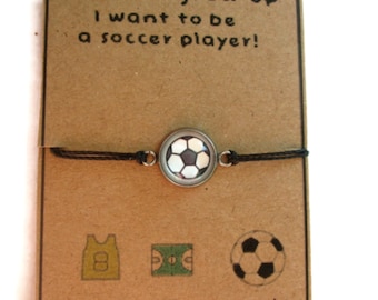 Soccer Wish bracelet, girl boy bracelet, child Bracelet, ball, minimalist Bracelet, stainless bracelet, waterproof bracelet, adjustable