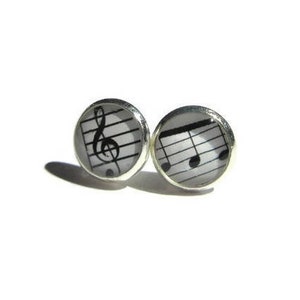 MUSIC NOTES Sol Key Studs Melodic Tiny Figures Everyday Earrings Gift ...