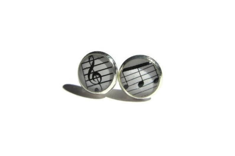 MUSIC NOTES Sol Key Studs Melodic Tiny Figures Everyday Earrings Gift Girls Musician Kids Music Lover image 3