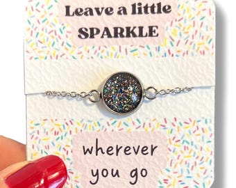 glitter Child bracelet - girl bracelet, rainbow Bracelet, minimalist Bracelet, stainless bracelet, waterproof bracelet, colorful adjustable