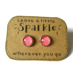 HOT PINK GLITTER earrings - glitter jewelry -Earrings for Girls - Flower Girl Earrings - Earrings For Kids - Girl's Earring, little earrings