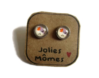 BOUCLES D'OREILLES oiseau, puces enfants rossignol, bijoux oiseaux mignons, cadeau enfant bijoux petite fille bijoux enfants anniversaire