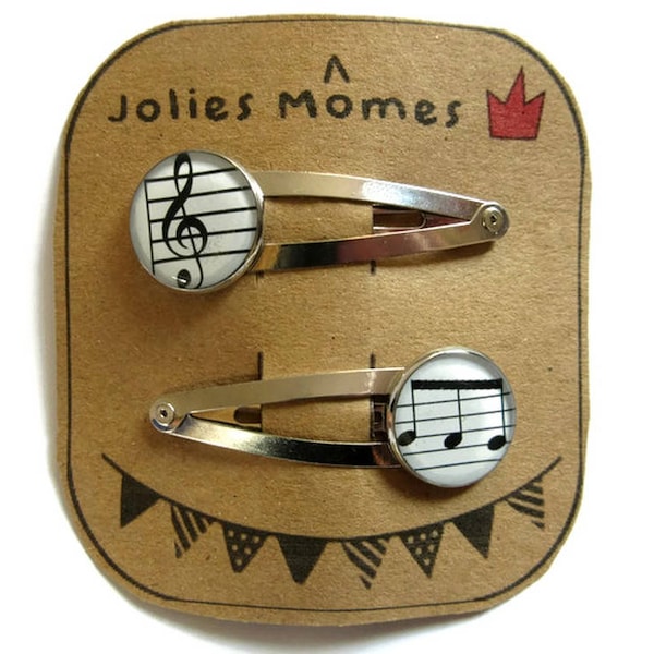 2 BARRETTES ENFANT barrettes note de MUSIQUE, musique, accessoire enfant cadeau petite fille pince a cheveux barrette fille set de barrette