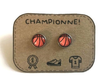 BASKETBALL EARRINGS - Ball Earrings - Sport earrings -  BasketBall Jewelry - earrings for girls - children jewelry - kid earrings