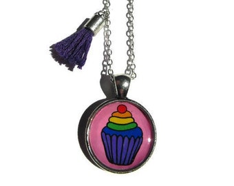 CUPCAKE NECKLACE - cupcake jewelry - pink cupcake pendant - candy resin pendant - sprinkles jewelry - gift for girls - food jewelry