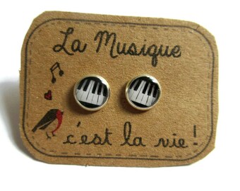 PIANO Studs earrings - piano jewelry - Everyday Earrings - Gift Girls - Musician - Kids - Musin Lover - little musiciam