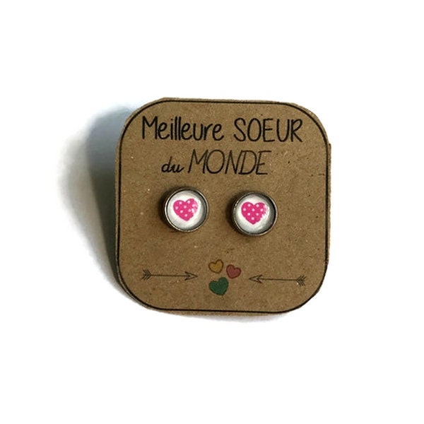 BOUCLES D'OREILLES Puces enfants, meilleur soeur du monde, bijoux soeurs, accessoire soeur ,cadeau anniversaire, petite fille