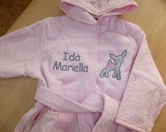 Children's bathrobe embroidered with desired motif and name Size of motif and name selectable