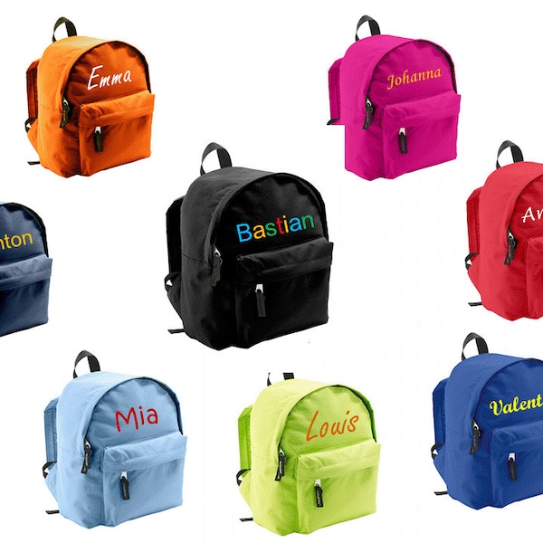 MOSKITO backpack for children personalized embroidered according to your wishes with names many beautiful colors to choose from