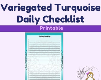 Variegated Turquoise Mandala Daily Checklist 8.5x11 Inch Digital Download Printable Stationery