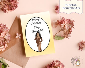 Black Mother-To-Be Mother's Day Printable Greeting Card Beautiful 2 | 5X7" Mother's Day Printable | Digital Greeting Card | Print at Home