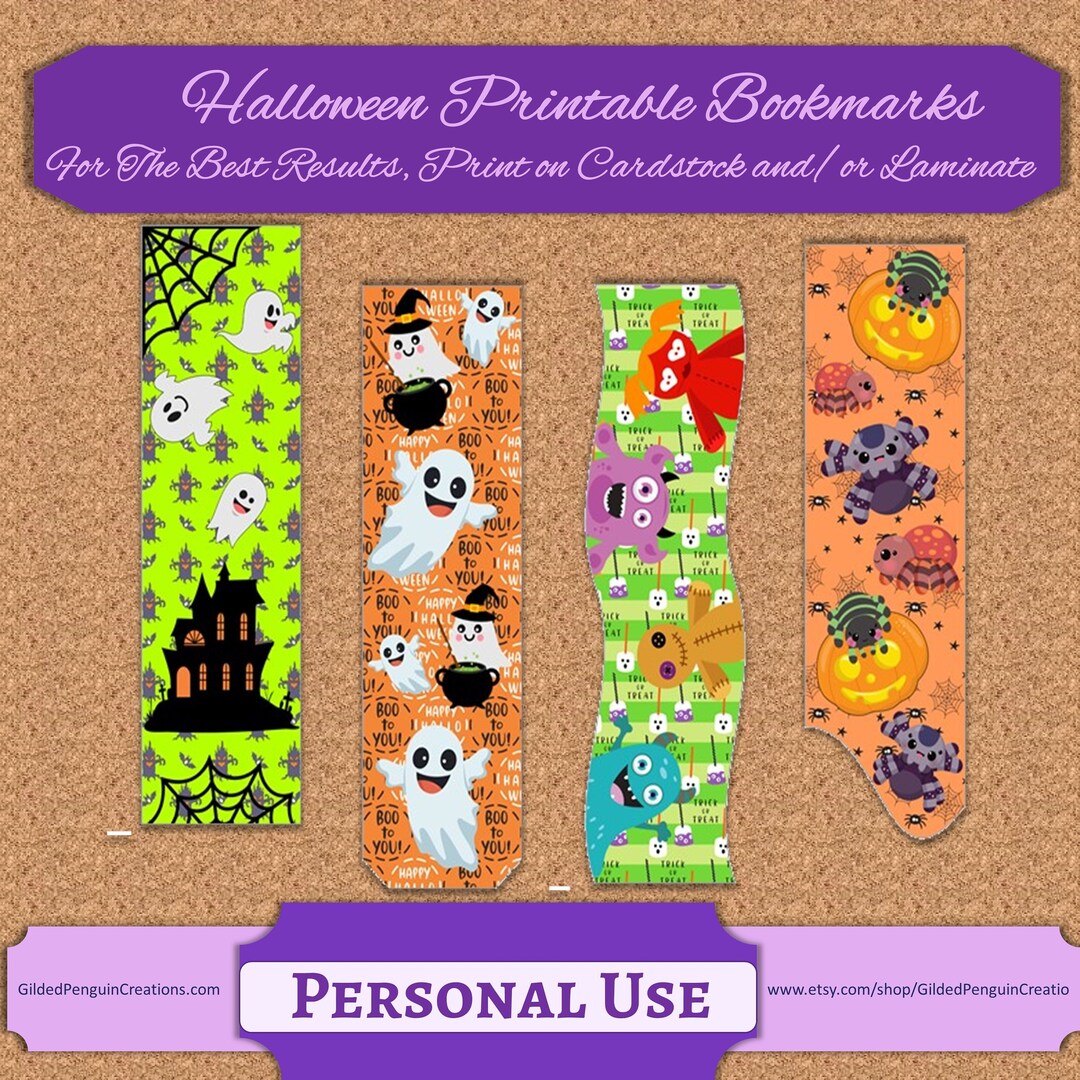 Halloween Printable Bookmarks | Set of 8 | 1.34" X 4.7" Halloween ...