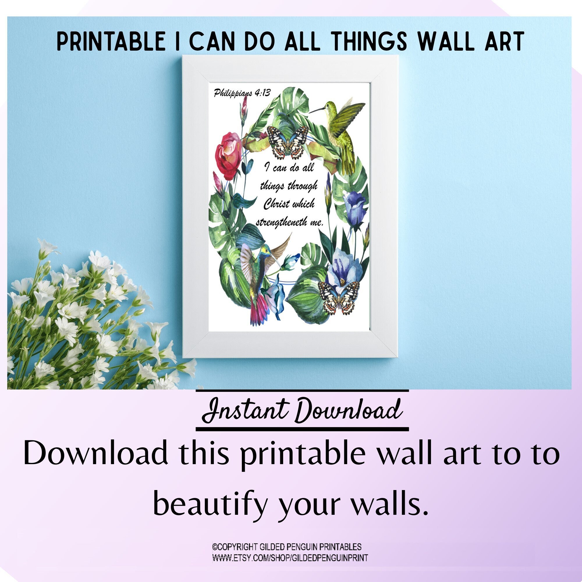 Printable I Can Do All Things Wall Art Philippians 413 Etsy