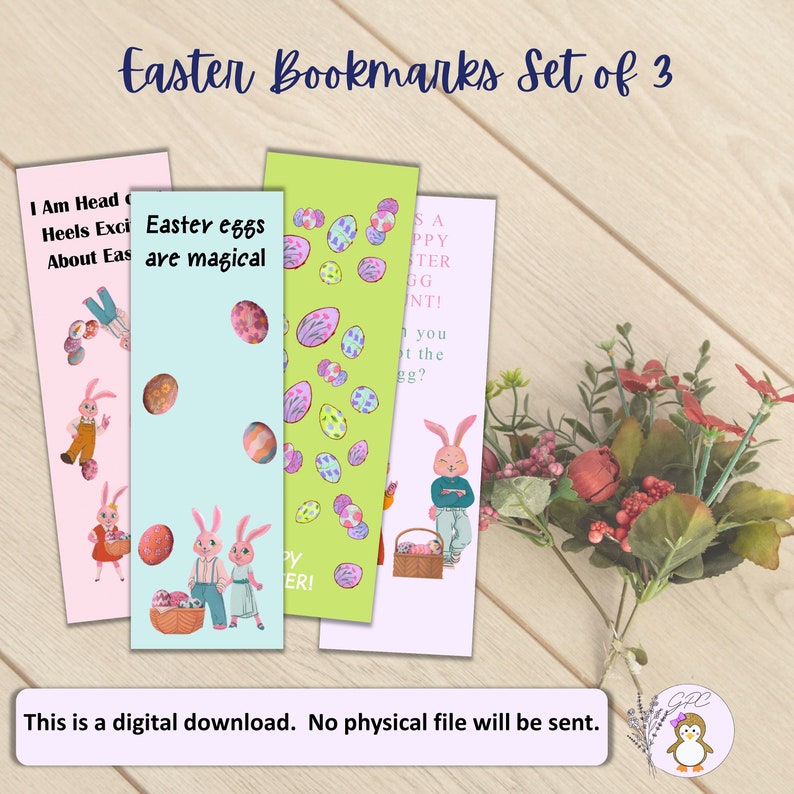 Easter Bookmarks Set of 3 12 Bookmarks 2X6 Easter Printable Digital Bookmark Download & Print at Home image 4