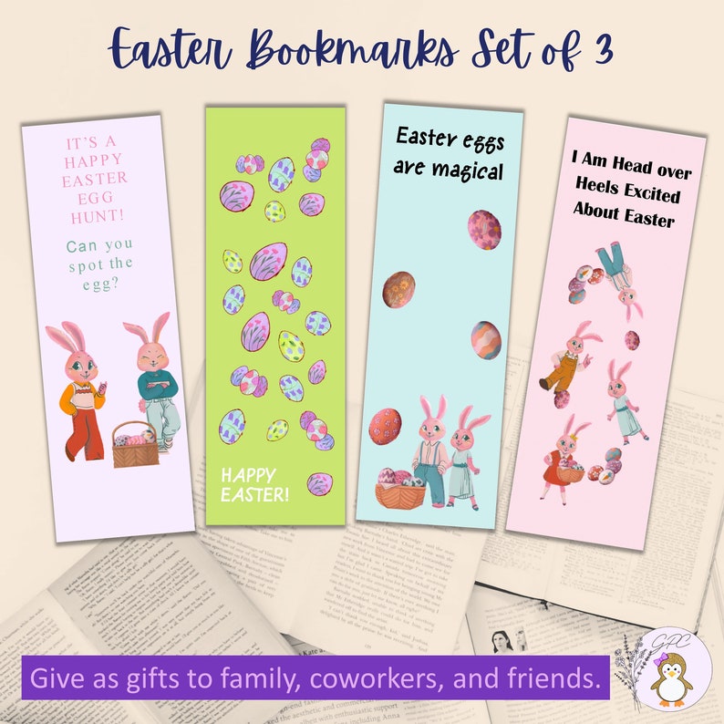 Easter Bookmarks Set of 3 12 Bookmarks 2X6 Easter Printable Digital Bookmark Download & Print at Home image 7