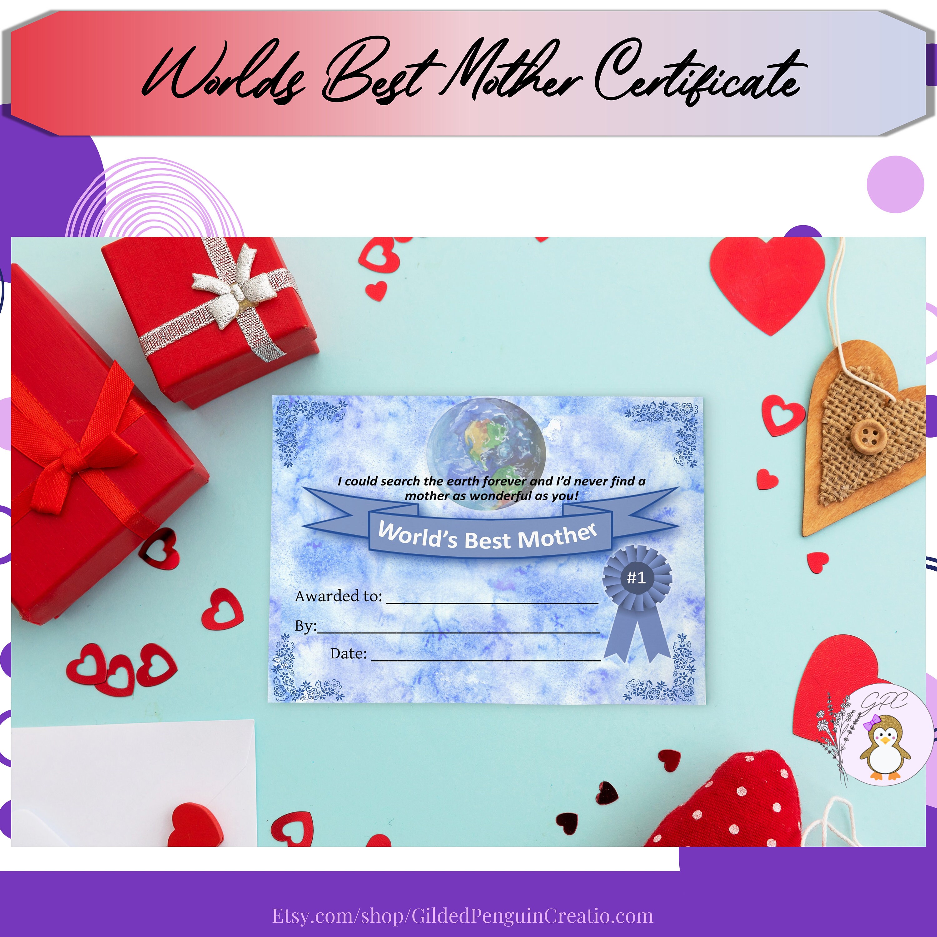 World s Best Mother Certificate Printable Mother s Day Gift Gift for World s Best Mother Certificate Printable Mother s Day Gift Gift for
