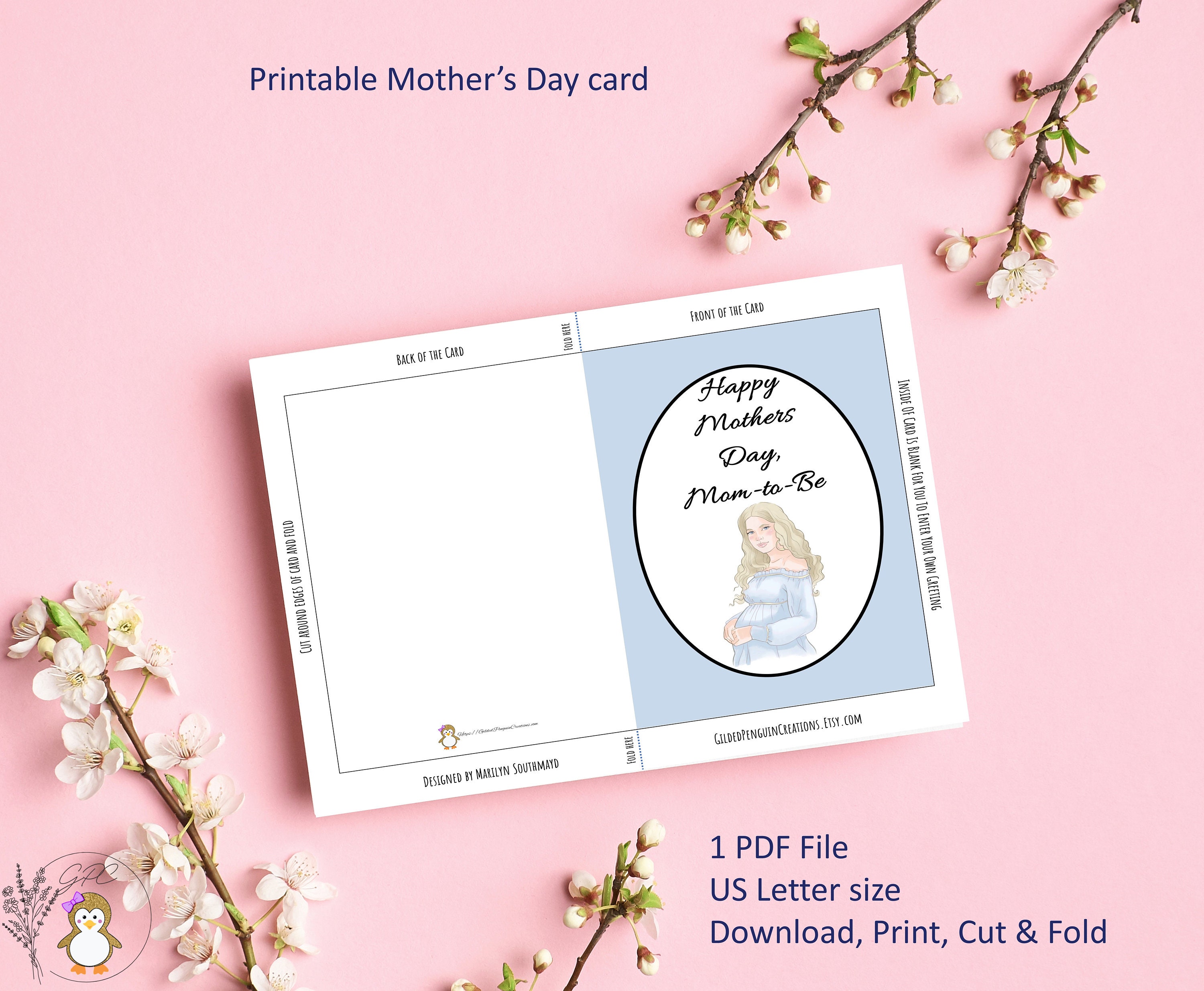 Mother-to-be Mother's Day Printable Greeting Card 2 | 5x7" Mother's Day ...