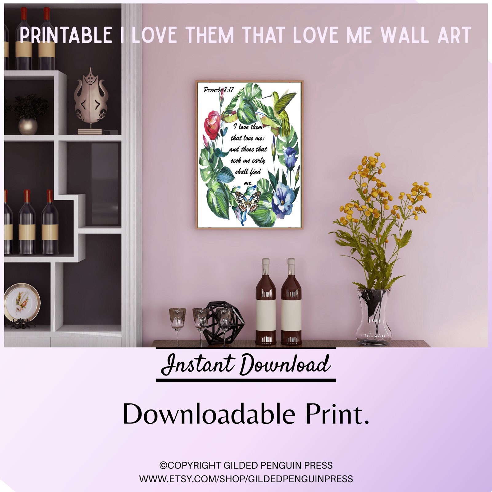 Printable I Love Them That Love Me Wall Art Proverbs 817 Christian
