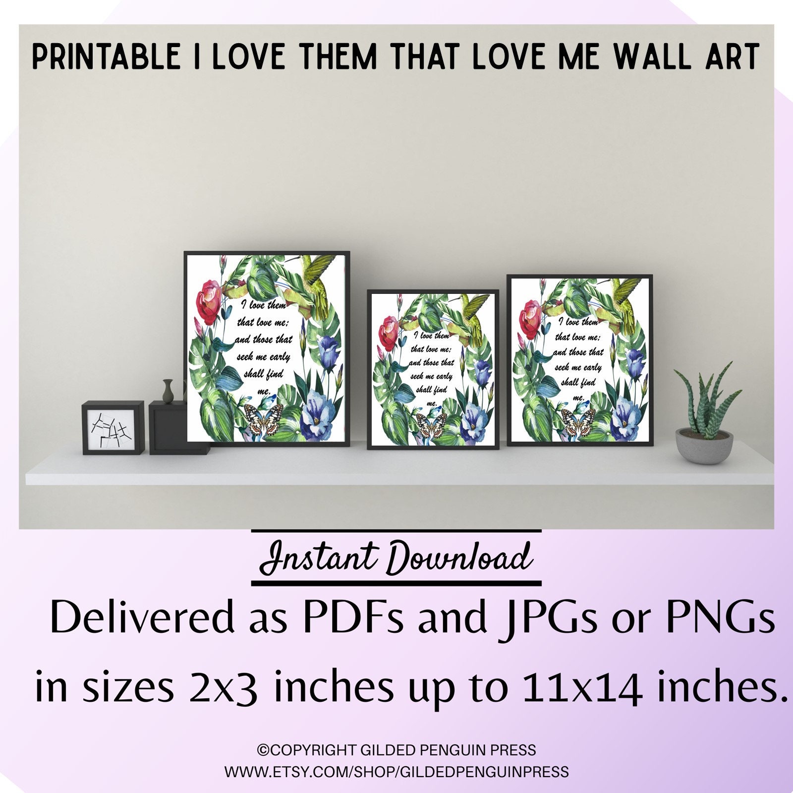 Printable I Love Them That Love Me Wall Art Proverbs 817 Christian