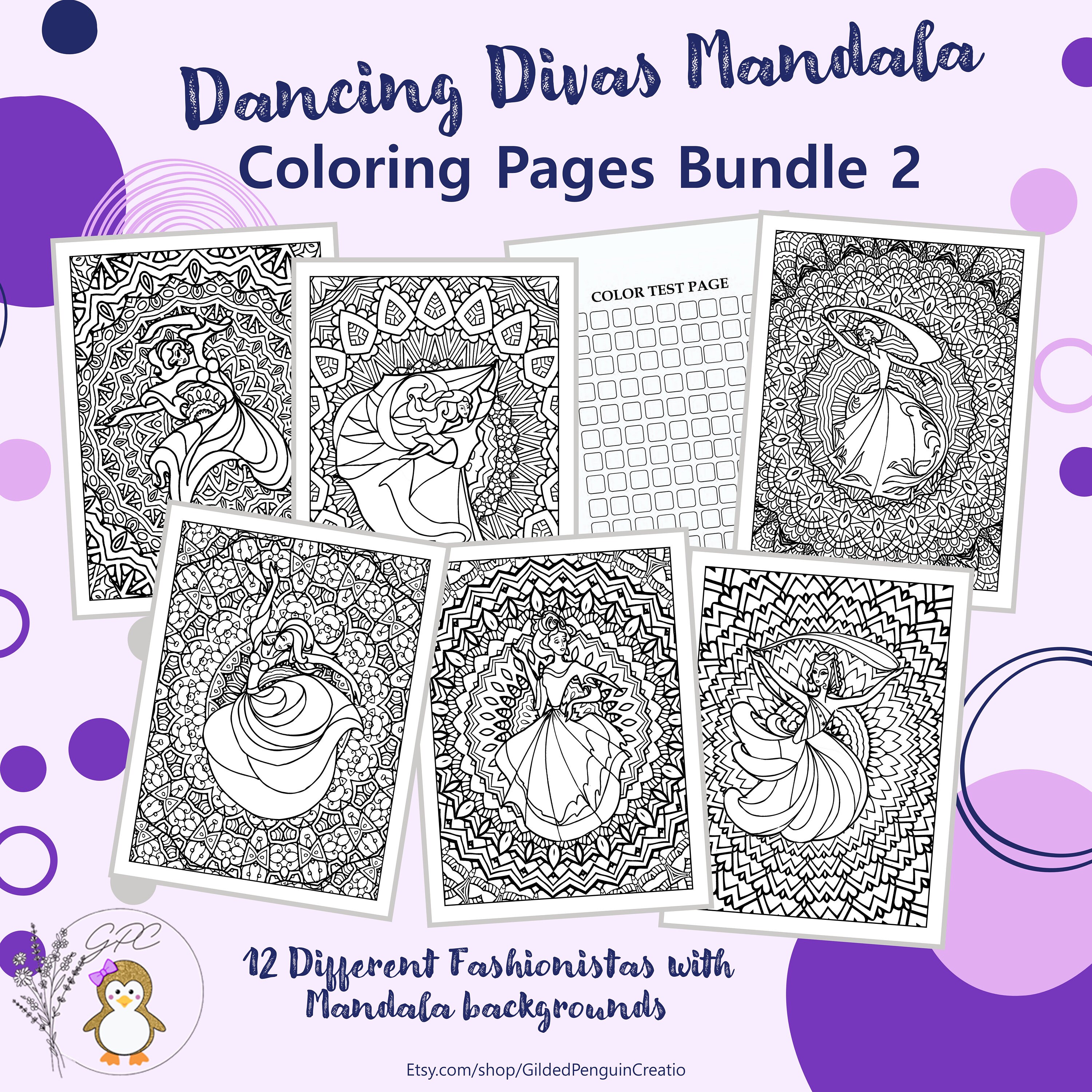 Dancing Divas Mandala Coloring Pages Bundle 2 Stress Relief - Etsy