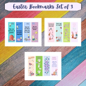 Easter Bookmarks Set of 3 12 Bookmarks 2X6 Easter Printable Digital Bookmark Download & Print at Home image 9