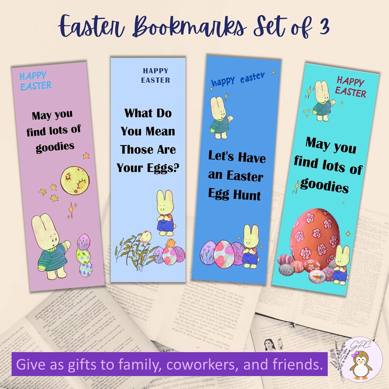 Easter Bookmarks Set of 3 12 Bookmarks 2X6 Easter Printable Digital Bookmark Download & Print at Home image 6