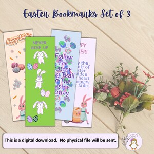 Easter Bookmarks Set of 3 12 Bookmarks 2X6 Easter Printable Digital Bookmark Download & Print at Home image 5