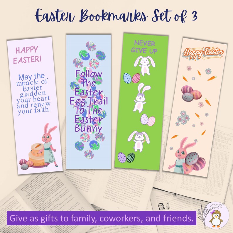 Easter Bookmarks Set of 3 12 Bookmarks 2X6 Easter Printable Digital Bookmark Download & Print at Home image 8