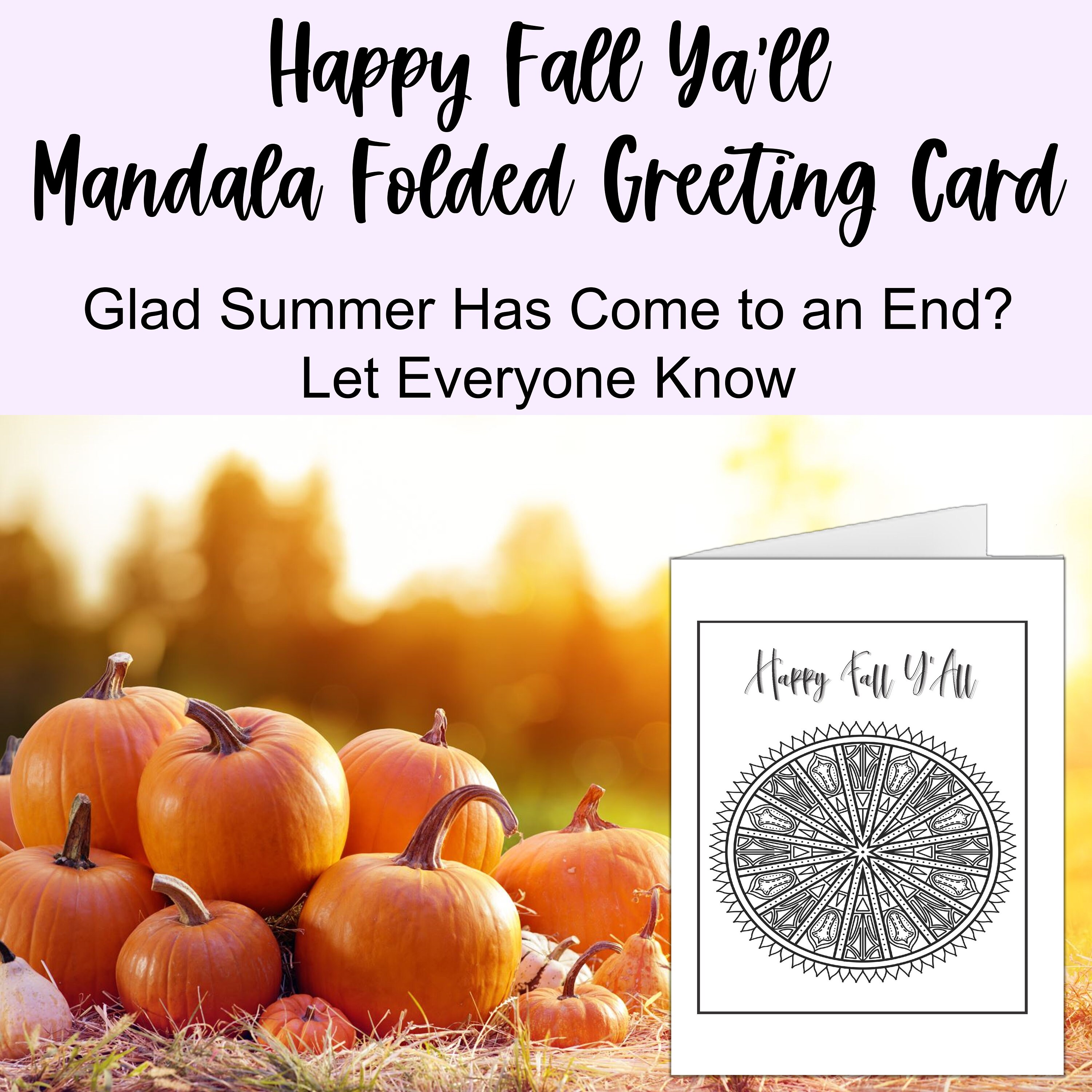 Happy Fall Ya'll Mandala Folded Printable Greeting Card - Etsy