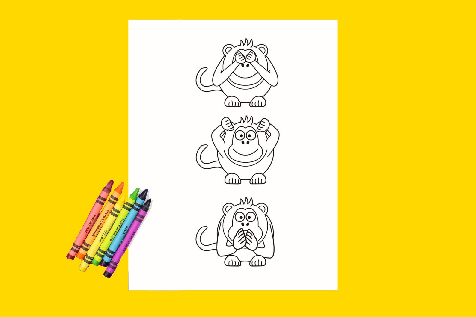 Monkey Capers Coloring Book Gorilla Animal Stress Relief Art - Etsy España
