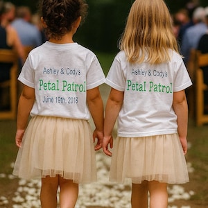 Personalized Flower Girl T-Shirt: Petal Patrol Wedding Rehearsal Shirt