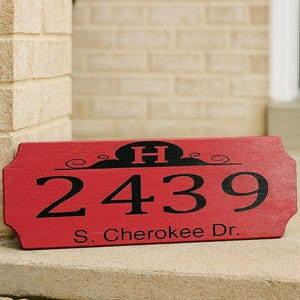 Custom House Number Sign | Personalized Wooden Address Plaque | Outdoor Address Sign with Last Name Initial | Curb Appeal Sign | Home Decor