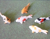 Koi fish figurine ceramic -Fish statue -random color Doll house fake sea animal collectible -fairy house -Terrarium decor