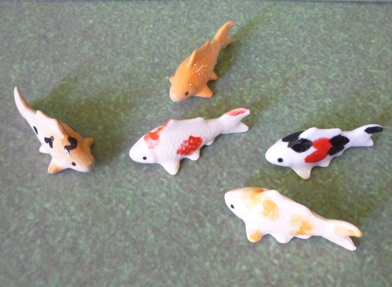 Koi fish figurine ceramic Fish statue random color Doll Etsy