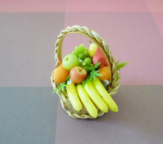 Dollhouse Fruit in Ceramic Bowl with Tropical Mangosteen Handcrafted Miniature