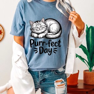 Purr-fect Day T-Shirt | Cute Sleeping Cat Tee | Cozy Cat Lover Gift | Happy Feline Graphic Shirt