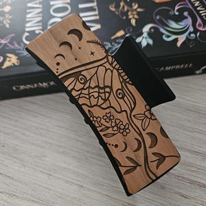 Elegant Luna Moth With Moon Phases and Flowers 4.1&quot; Hair Claw Clip
