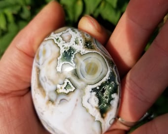 8th Vein Ocean Jasper Palm Stone