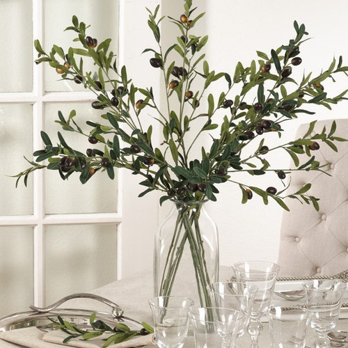 Olive Branches Set Of 4 Artificial Olives Faux Fruit - Olive Branch Home Decor Olive Branches Set Of 4 Artificial Olives Faux Fruit - Olive Branch Home Decor