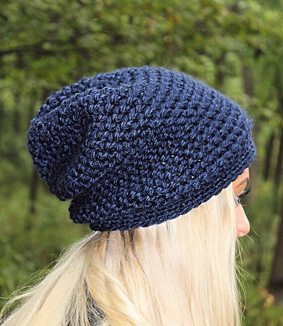 Crochet Blue Slouchy Beanie Hat Unisex Beginners Slouch Free Crochet Pattern - Crochet With Kim main image 4