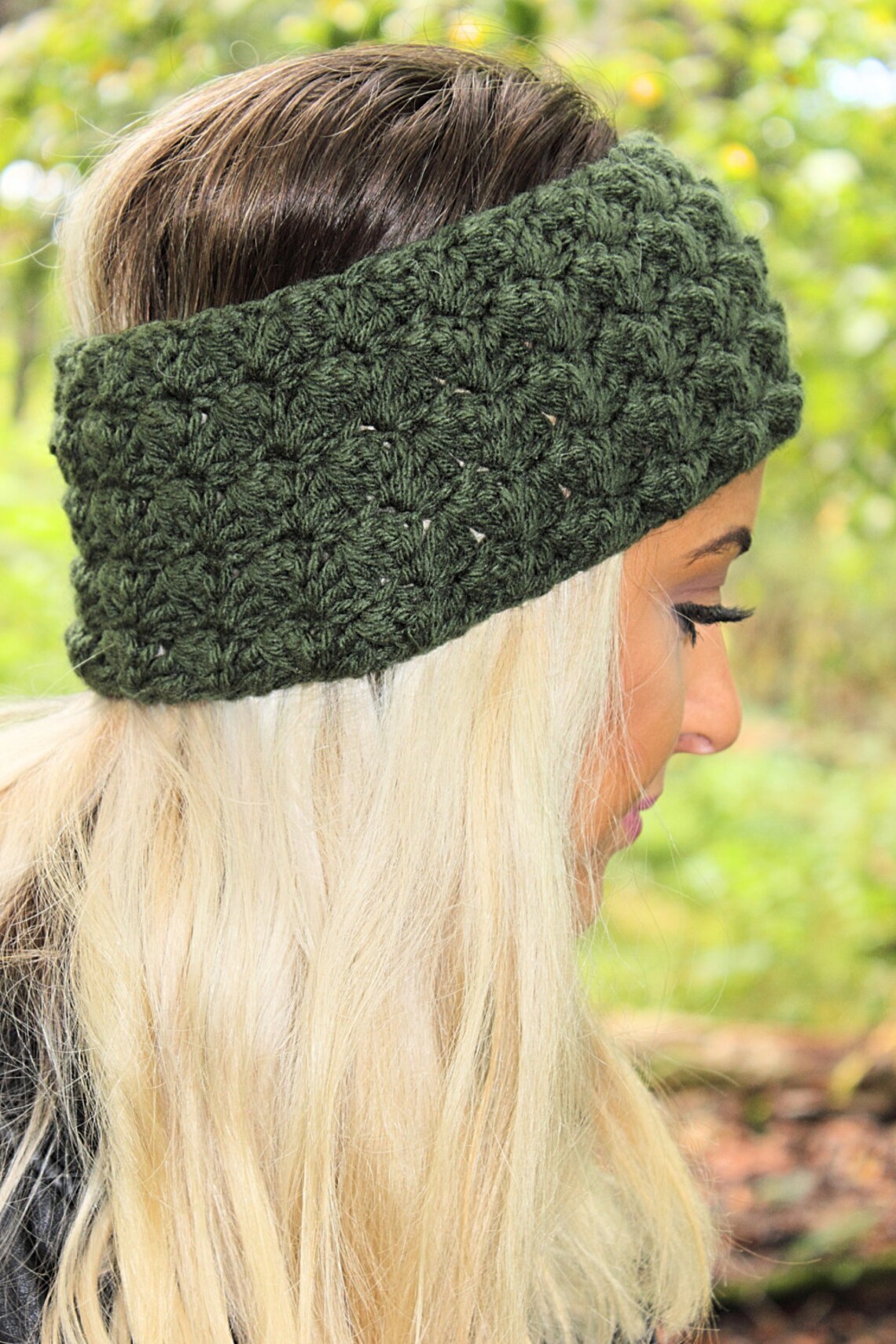 Green Headband, Green Earwarmers, Green Winter Headband, Green Crochet