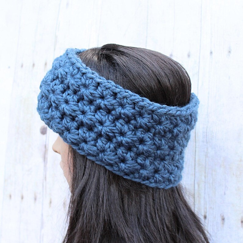 Blue Earwarmers, Blue Winter Headband, Blue Headband, Blue Crochet Headband, Crochet Earwarmers, Women's Headband, Chunky Earwarmers image 5