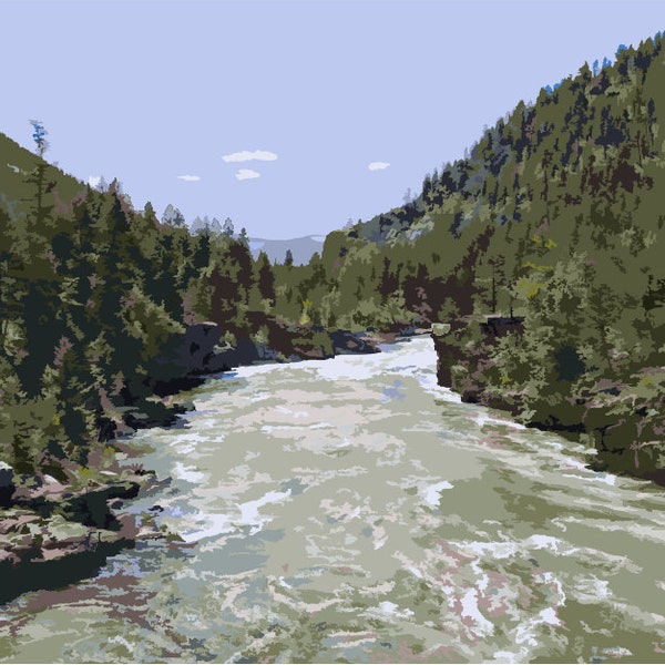 Kootenai River North West Montana, Trees, Rocks, Flowing, Scenery, Scenic/ Paint by Numbers Digital Download Kit / DIY / SVG / 26 Color keys