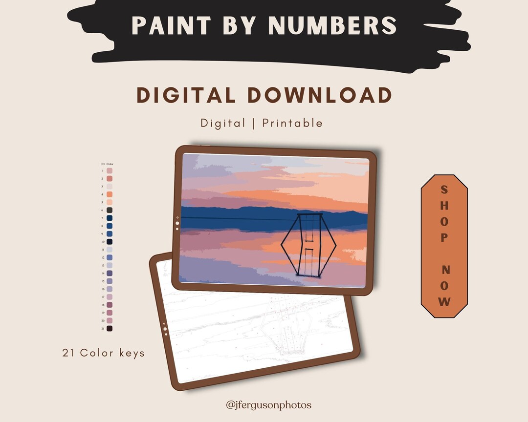 Paint by Number Digital Download Kit /tranquil Sunset Over the Etsy