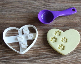 Heart Paw Print Cookie Cutter, Dog Treat Cutter