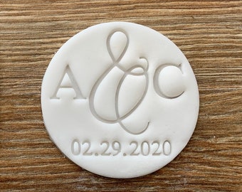 Custom Wedding Cookie Stamp or Personalized Fondant Embosser with Your Initials great for Wedding, Engagement or Anniversary cookies