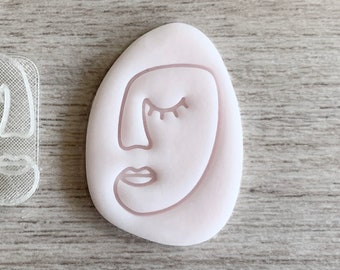 Abstraktes Gesicht 1 Prägung, Stempel für Fondant, Polymer Clay, Kekse, Keramik, Seife und Teig