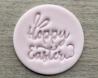 Hoppy Easter Fondant Embosser or Cookie Stamp Happy Easter Bunny Icing Frosting Biscuit Stamp Cake Fondant Embossing Stamp