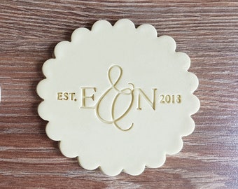 Benutzerdefinierte Hochzeit Cookie Stempel oder personalisierte Fondant Embosser mit Ihren Initialen ideal für Hochzeit, Verlobung oder Jahrestag Cookies