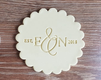 Custom Wedding Cookie Stamp or Personalized Fondant Embosser with Your Initials great for Wedding, Engagement or Anniversary cookies